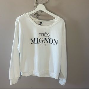 Divided H&M White Sweatshirt Tres Mignon Large